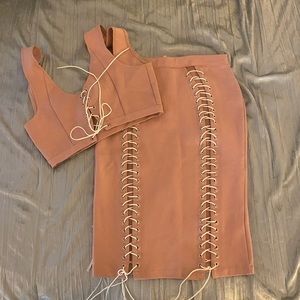 Two piece rusty pink skirt set
